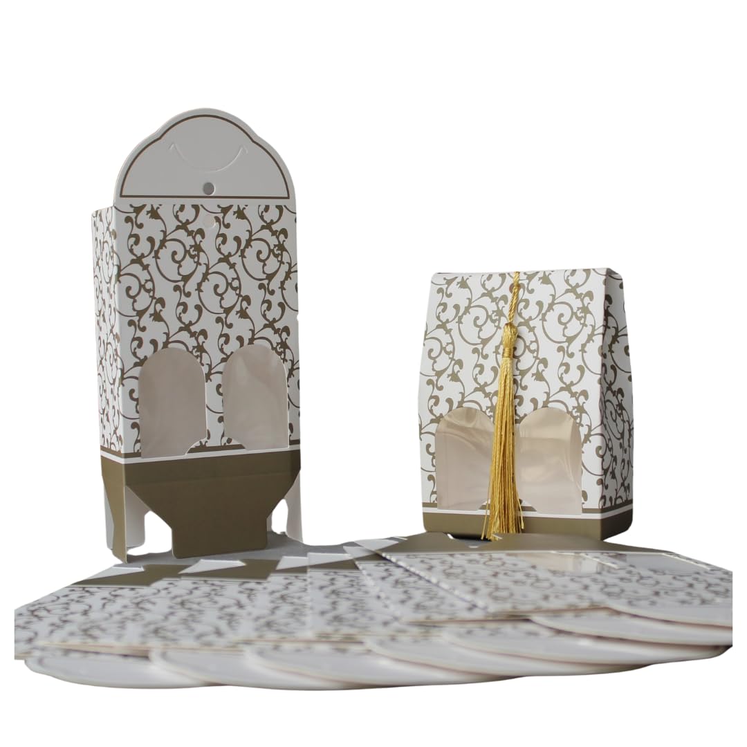 Sthavar 10Pcs rectangle shape paper Folding Box for diwali, Rakshabandhan, Return Gift, Rakhi box, Brother sister Gift,Birthday, Gift Boxes with Ribbon, for Packing Chocolate, Dry Fruits white and gold (B0DCW7B52S) Amazon Price History, Amazon Price Tracker
