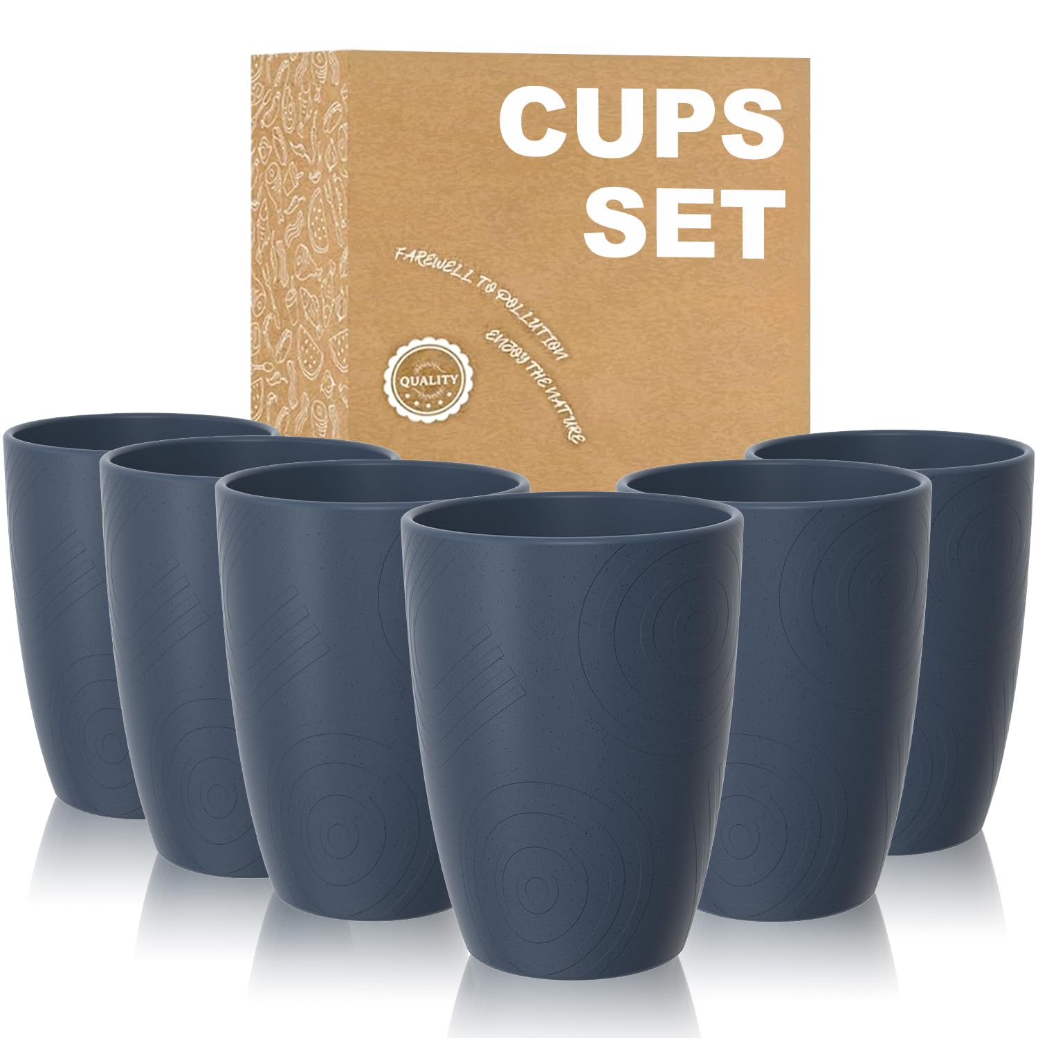 Wrova Plastic Cups 6 PCS Reusable Cups 12 oz Unbreakable and Lightweight Drinking Cup for Camping, Kitchen Dishwasher Safe Water Plastic Glasses - Blue — image 1