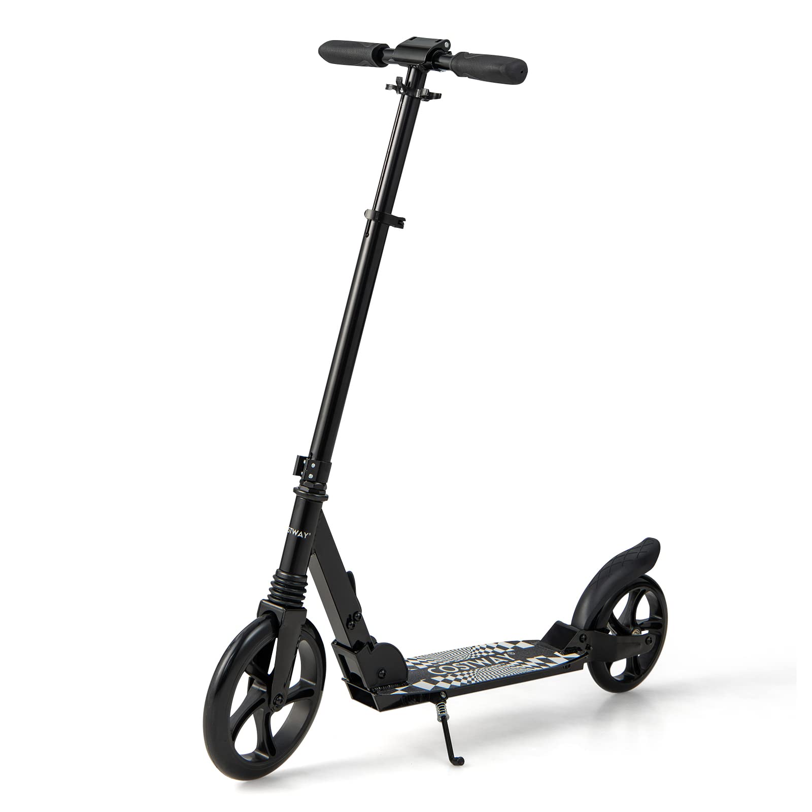 GYMAX 2 Wheel Kick Scooter, Foldable Scooters with Adjustable Height and Shock-Absorbing System, Stunt Sport Scooter for Kids Teens or Adult
