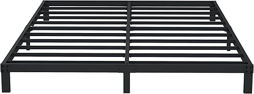 Miniatura 8 de DiaOutro Marco de cama Queen de 7 pulgadas, plataforma de metal resistente de perfil bajo, no necesita somier, almacenamiento máximo, fácil de