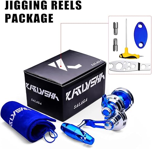 Miniatura 5 de Carrete de Pesca para Jigging - Carretes Convencionales - Arrastre de Palanca - para Agua Salada - de Carga Pesada - para Océano Profundo - Juego