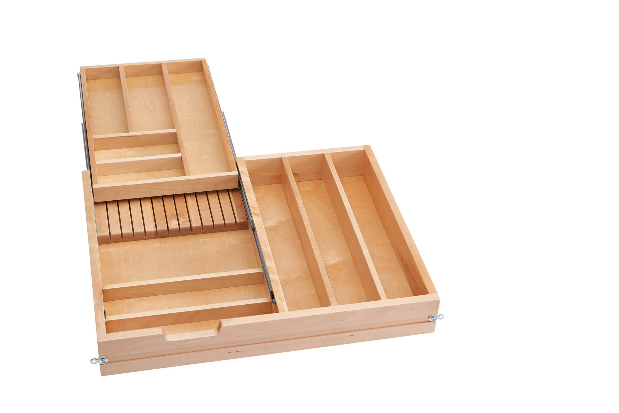 Rev-A-Shelf 27 Inch Wide 2 Tiered Kitchen Utensil & Cutlery Pullout Drawer Tray Organizer, 30