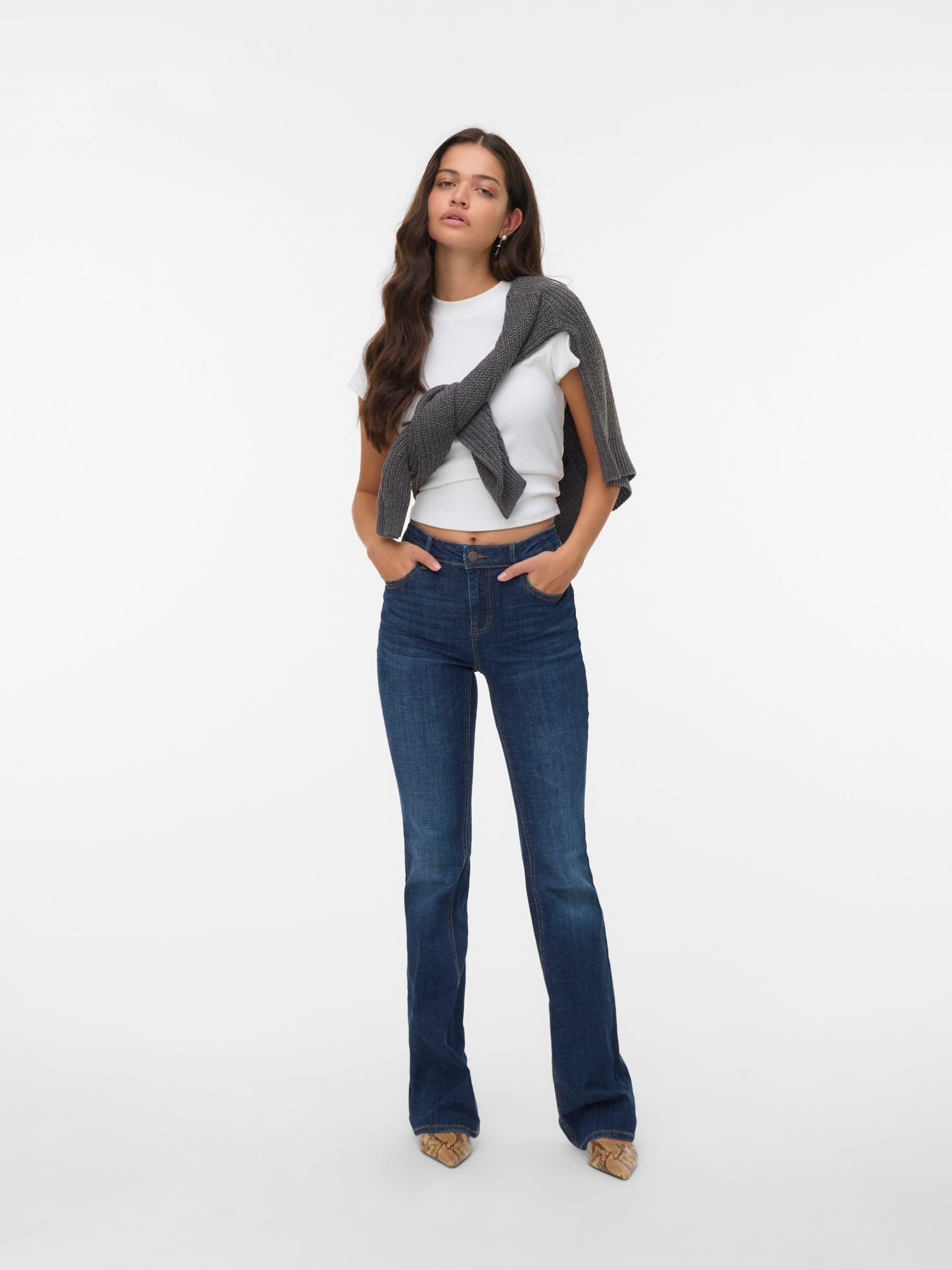 VERO MODA Vmflash Mr Flared Jeans Li3303 Ga Noos - Vmflash Mr Flared Jeans Li3303 Ga Noos Kobiety