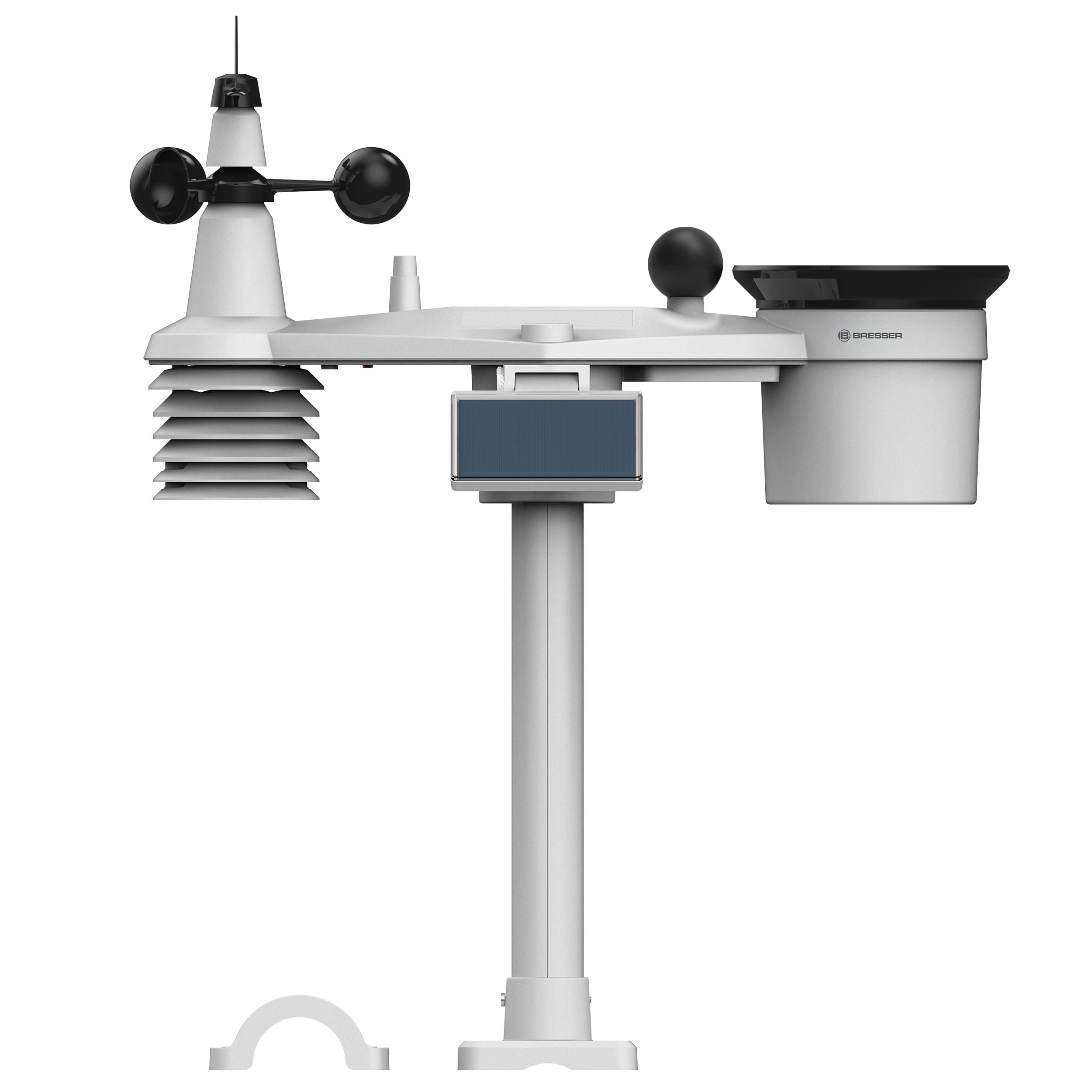 Bresser 9-in-1 MeteoChamp HD WLAN-Wetterstation mit solarbetriebenem Multisensor, Luftqualitätsanzeige, Hitzestress-Index, Datenspeicher | Innentemperatur und Außentemperatur, Luftfeuchtigkeit, Regenmesser, Windmesser, 14 Tage Wettervorhersage, App, WBGT