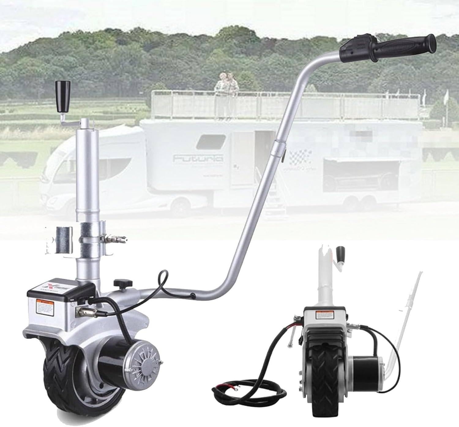 JozyJul 350W 12V Electric Wheel Trailer Mover, Electric Trailer Dolly, 5000lbs Towing Capacity, 7.5'' Rubber Tire, for Moving Trailer Caravan Boat