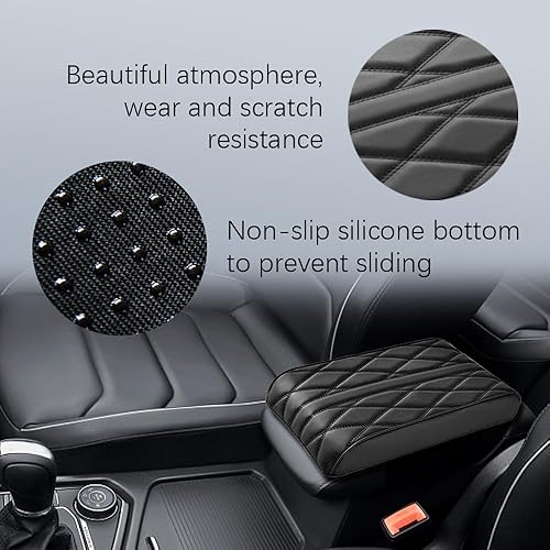 Miniatura 4 de Almohadilla de cuero para reposabrazos de automóvil, funda de cuero de espuma viscoelástica, funda de cuero sintético para reposabrazos de