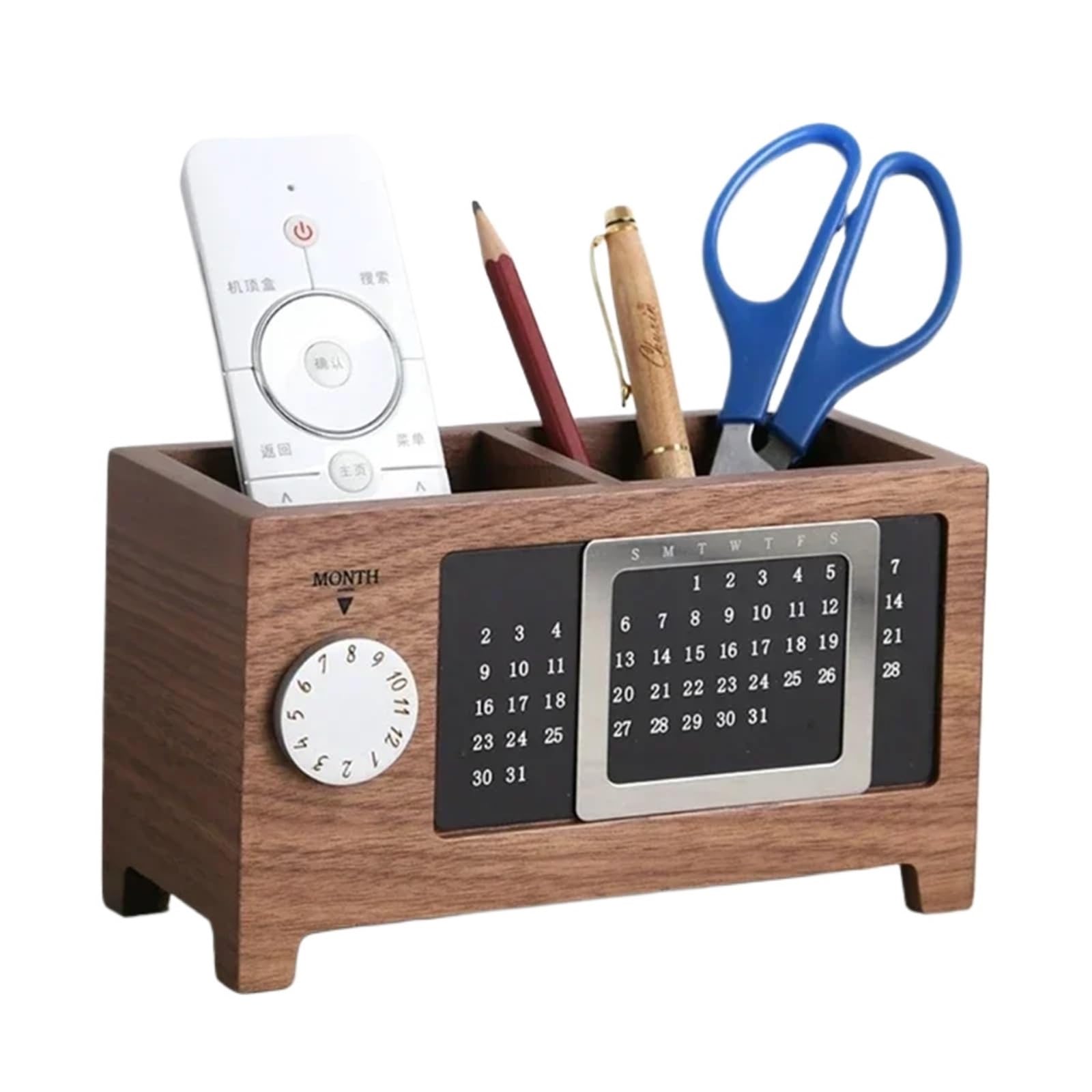 Stiftehalter Stationery Control Wooden Multifunctional Box Organizer Holder Remote Storage Pen Pencil Desktop Calendar Creative Schreibtisch Organizer Stifte(Color1)