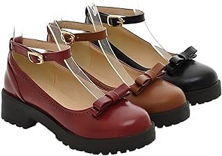 Scarpe Mary Jane da Donna Scarpe Eleganti Primavera-Autunno con Plateau Bow Knot Fibbia Antiscivolo Comode Scarpe in Pelle Antiscivolo