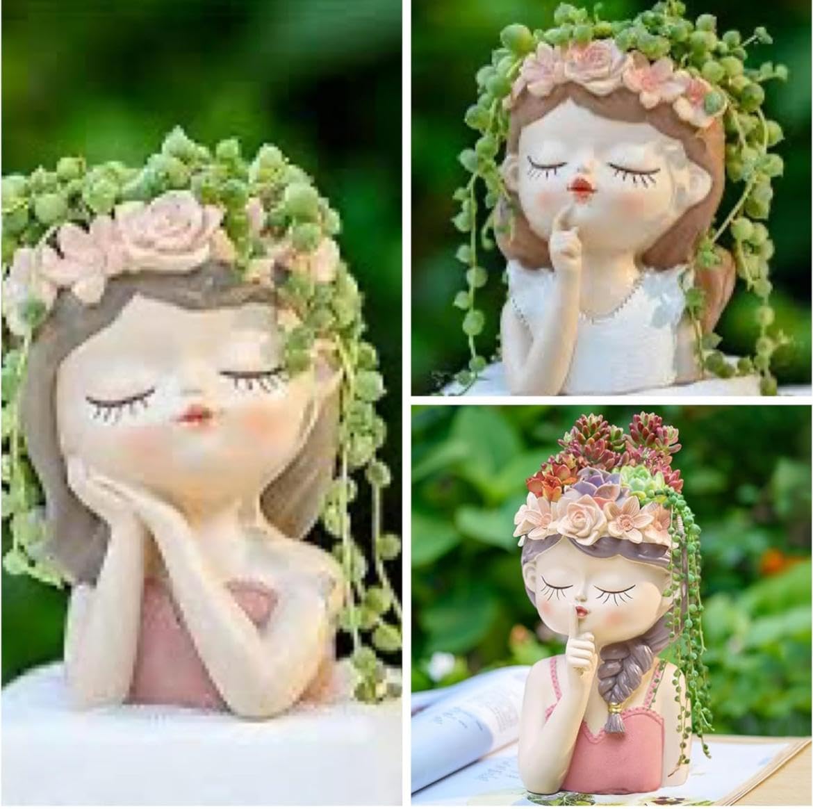 ALWAYS BETTER LOOK Succulent Planter Pots, Resin Flowerpot Plant Pot Planter Container, Combo Pack of 3, Pink Girl Set, for Home, Garden, Office, Desktop Decoration (B0D9YWM2LV) Amazon Price History, Amazon Price Tracker