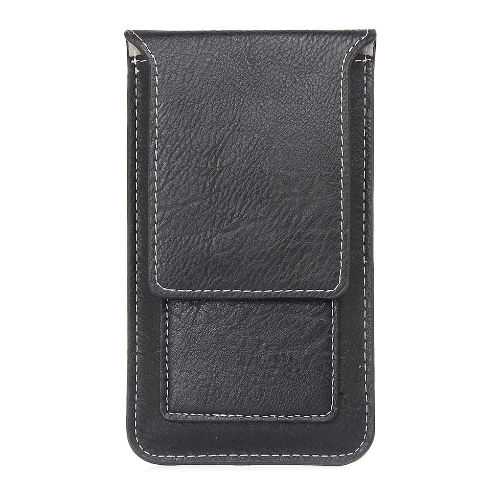 Housse de protection pour téléphone en cuir noir YABEME sac de ceinture 6.5" avec porte-carte