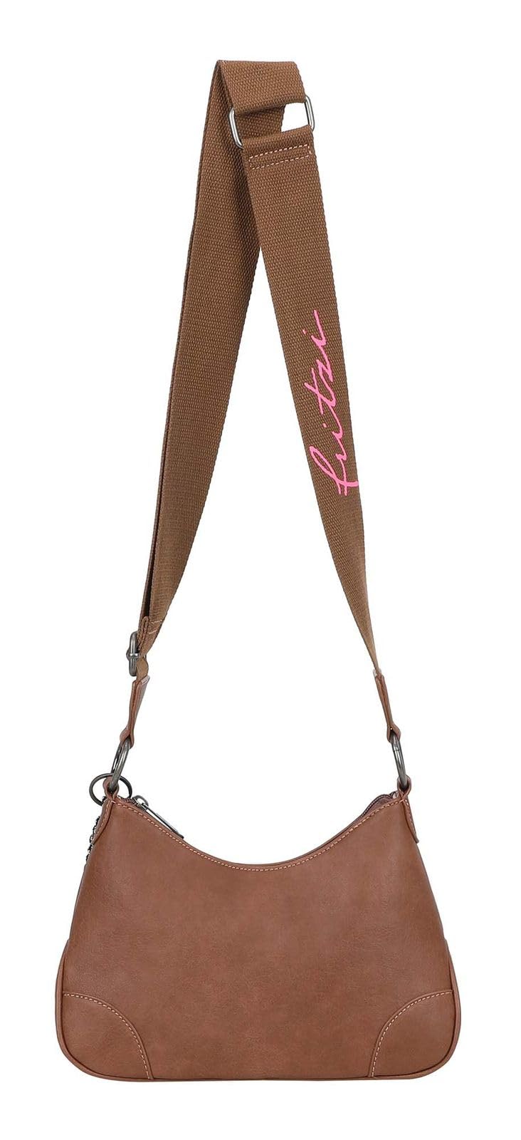 Fritzi Cross Lou Crossbody Damen Umhängetasche Schultertasche Lederimitat Reißverschluss Gurt Alltag Reisen Freizeit 26 x 22 x 10 cm – Schwarz, Grau, Braun, Blaugrau, Beige, Taupe, Blau, Rot, Gelb