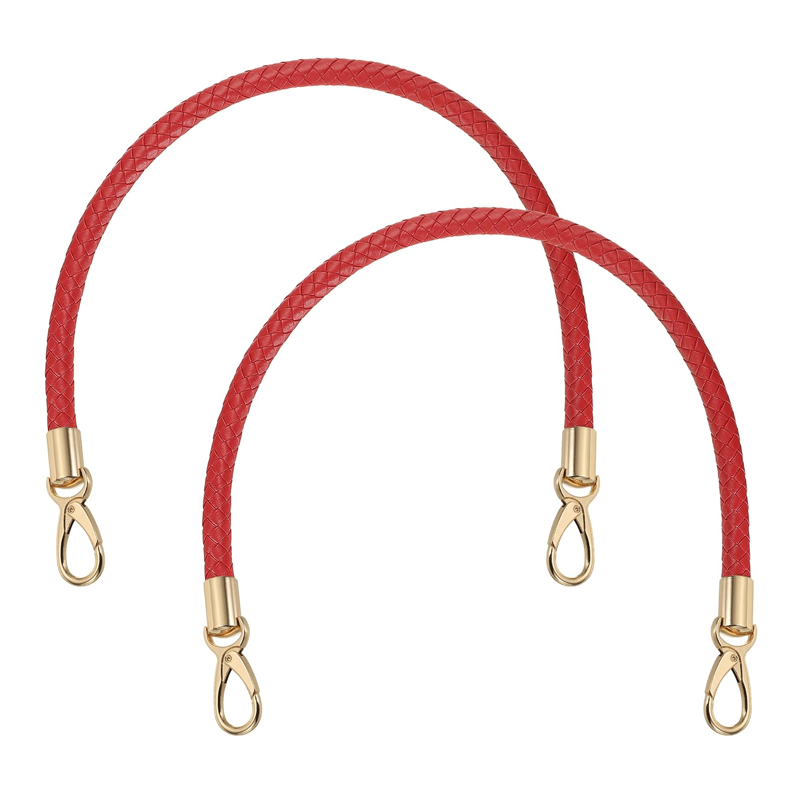 sourcing map 2 Pcs Braided Purse Strap, 21.6 Inch PU Leather Purse Strap Handle Replacement for Handbag Tote Underarm Bag Making (Bright Red)