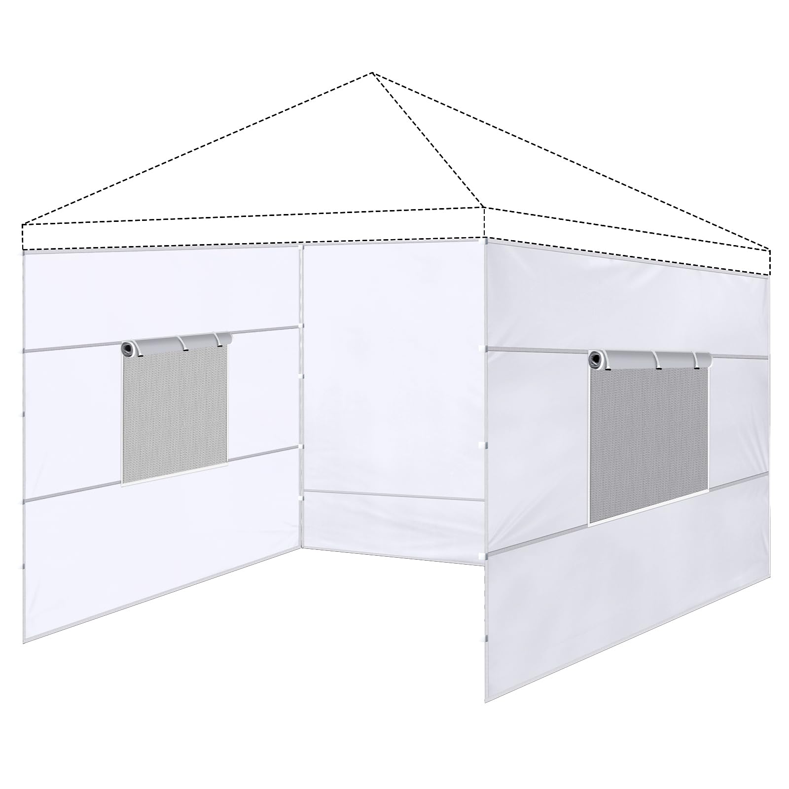 3 Pcs 10x10 Canopy Sidewalls with Roll-up Windows for 10x10 Pop Up Canopy Straight Leg Outdoor Instant Canopy Sidewall Waterproof & UV Protected for Outdoor Event Tents, 3 Sidewalls Only, White-image-22