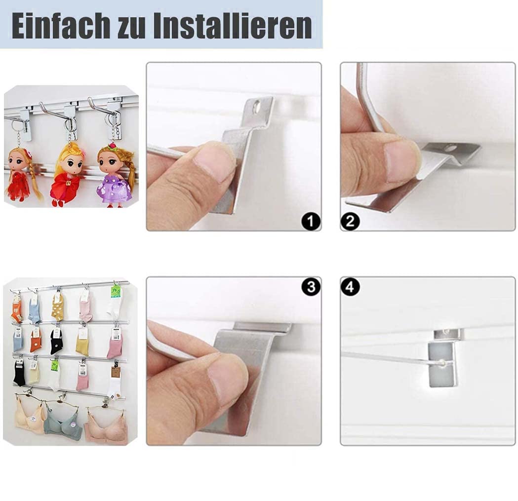 uyoyous Set di 100 ganci da parete per display Slatwall Hake 20 cm, ganci per slatwall, ganci da parete per attrezzi, per pareti lamellari in metallo per garage Retail Store