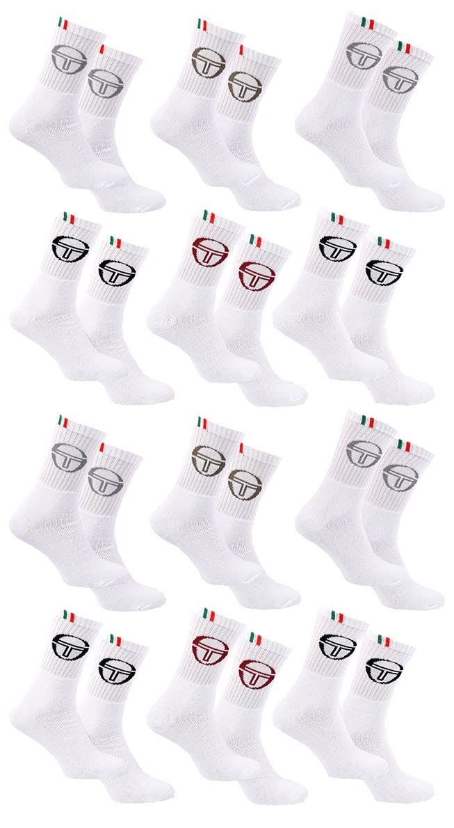 Ozabi Men's TENNIS Socks SERGIO TACCHINI 12 Pack (as8, numeric, numeric_5_point_5, numeric_8, regular, regular, Pack of 12 Pairs 1704)