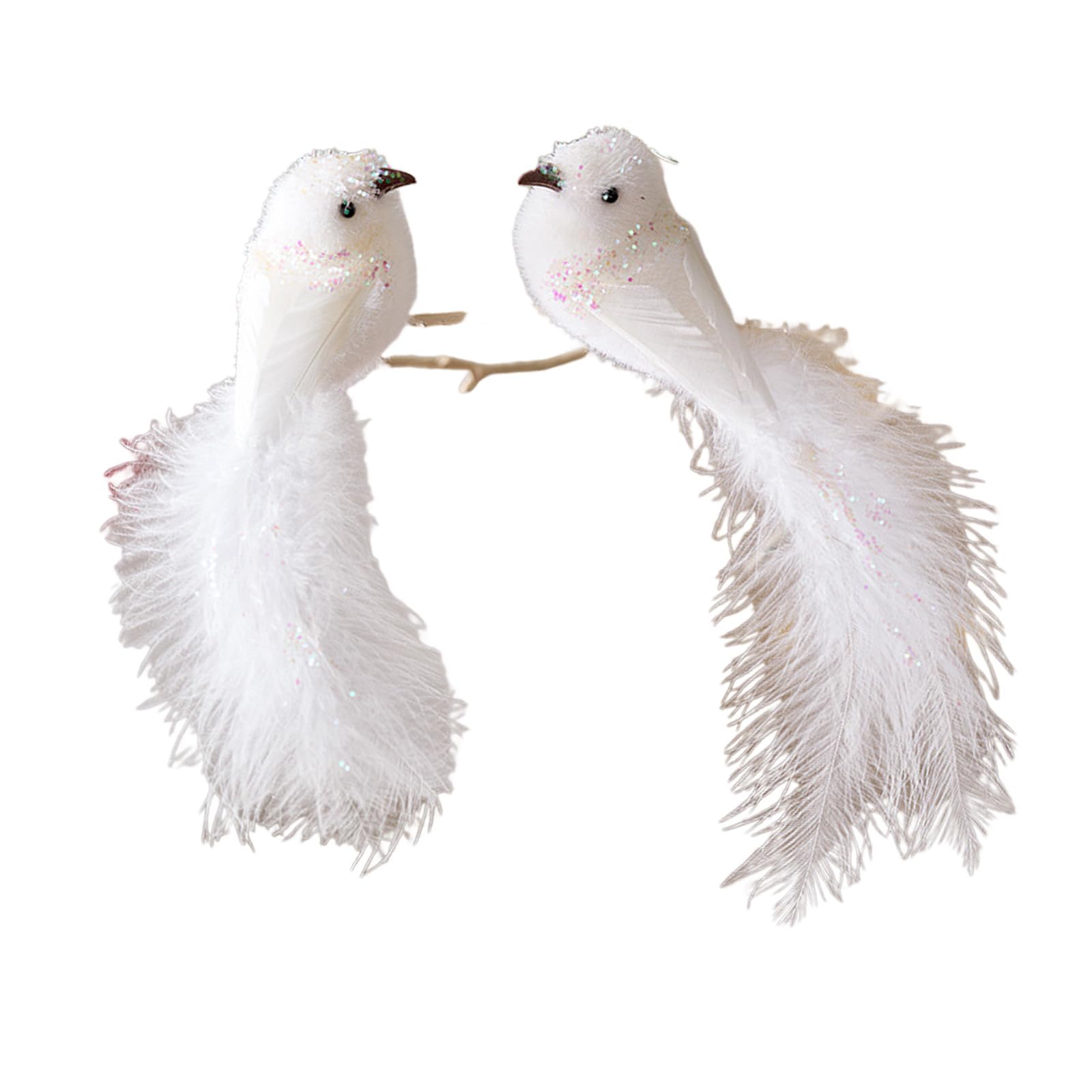 Kalttoy A Of Frosted White Bird Decorations For Holiday Wreath Making Feathered Christmas Tree Ornaments Party Sturdy Christmas Hanging Birds