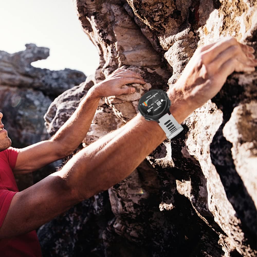 ISABAKE Watch Band Replacement for Garmin Forerunner 735XT/Approach S20 S5 S6 Soft Silicone Strap with Metal Buckle Compatible with 735xt/220/230/235/620/630