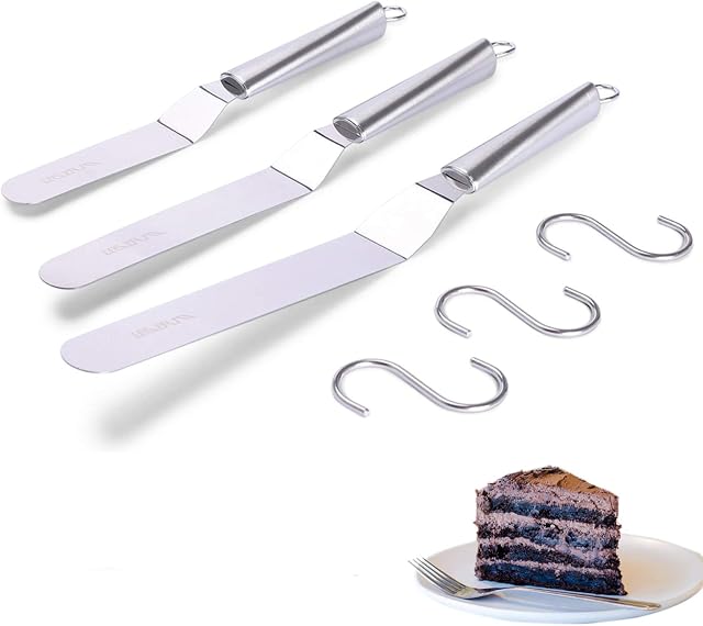 Cake Decorating Offset Icing Spatulas Set of 16, 21, 26cm Palette Knife Angled Frosting Spatula