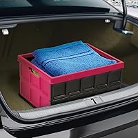 Vista 5 de Glad Collapsible Storage Bin with Lid - 48L Foldable Plastic Box for Garage, Car Trunk, and Organization - Stackable Lidded Container with Handles