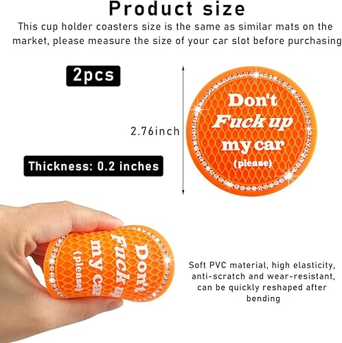 Miniatura 2 de 2 posavasos brillantes para automóvil, 2.75 pulgadas, antideslizantes, con diamantes de imitación de cristal, para mujeres y niñas, accesorios