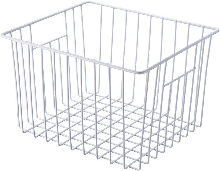Slideep Fridge Freezer Baskets, Wire Storage Organizer Basket, Household Refrigerator Bin with Built-in Handles for Cabinets, Pantry, Closets, Bedrooms White - Set of 2 - Image 7