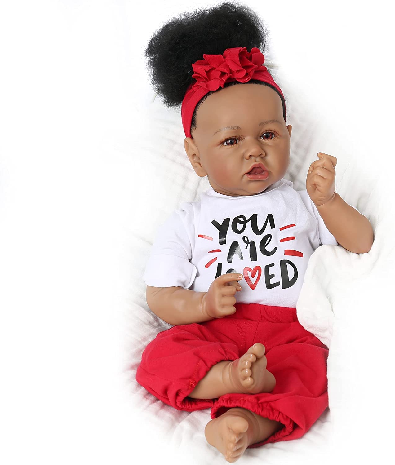 Saskia - Muñeca de bebé recién nacida negra de 20 pulgadas con aspecto real, el mejor regalo para niños a partir de 3 años 2