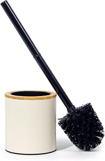 GREELUE Klobürste Holz, Toilettenbürste in Edelstahl, WC Bürsten & Halter, Badezimmer Set, Bürstengarnitur, Klobürstenhalter, Klobesen (Beige)