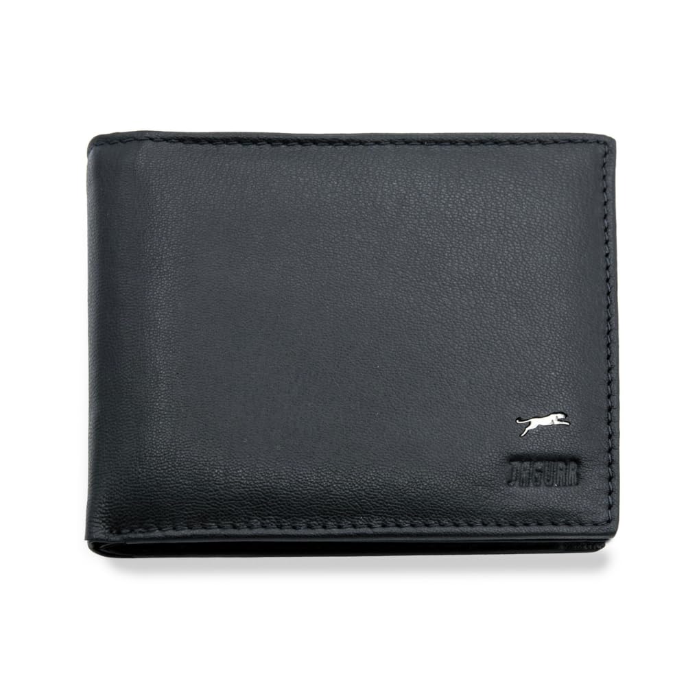 JAGUAR Cartera Hombre Piel Equipado con Ranuras para Tarjetas, Billeteras Regalos Originales para Hombre Diseño Clásico y Refinado, Monedero Tarjetero Ligero (75 g) Negro