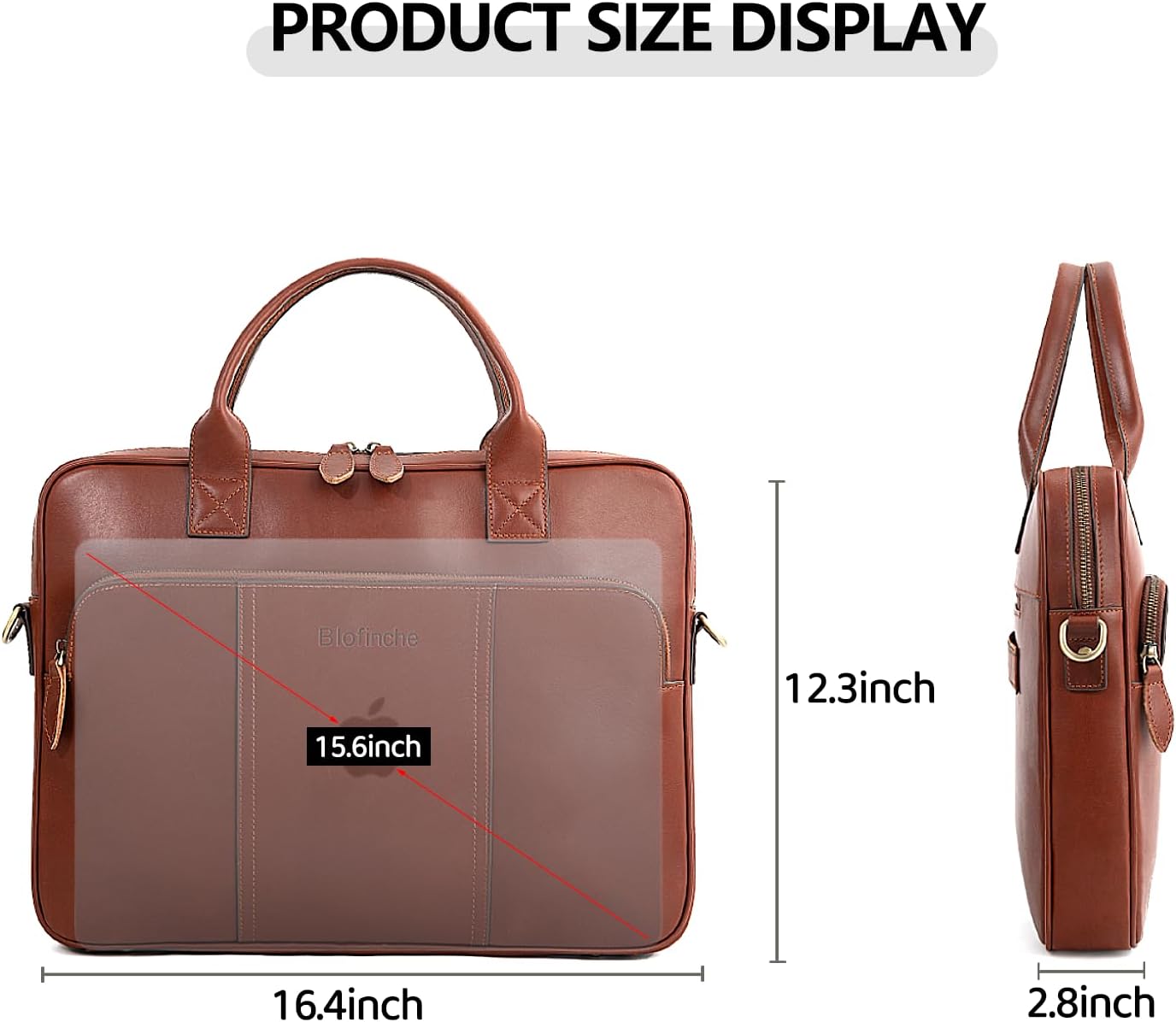 Blofinche Genuine Leather laptop briefcase 15.6 inch Computer Messenger shouledr work handbag Satchel bags