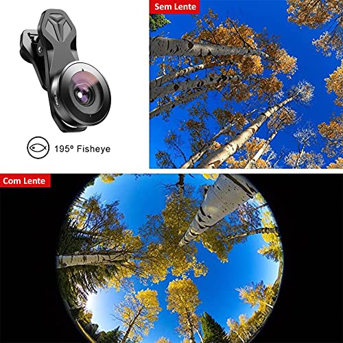 Lente Olho de Peixe Tipo Fisheye Angular 195° Apexel Com Clip Universal Para Celular Iphone Samsung