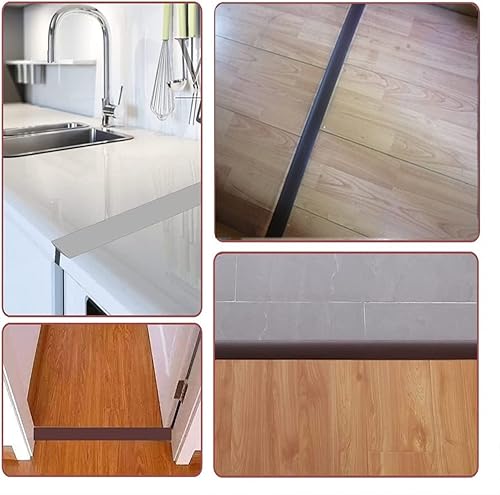 Miniatura 4 de LKYJD - Tira de transición de piso, tiras de cubierta de piso, tira autoadhesiva para suelo laminado, tira divisora plana de vinilo de 2 pulgadas de