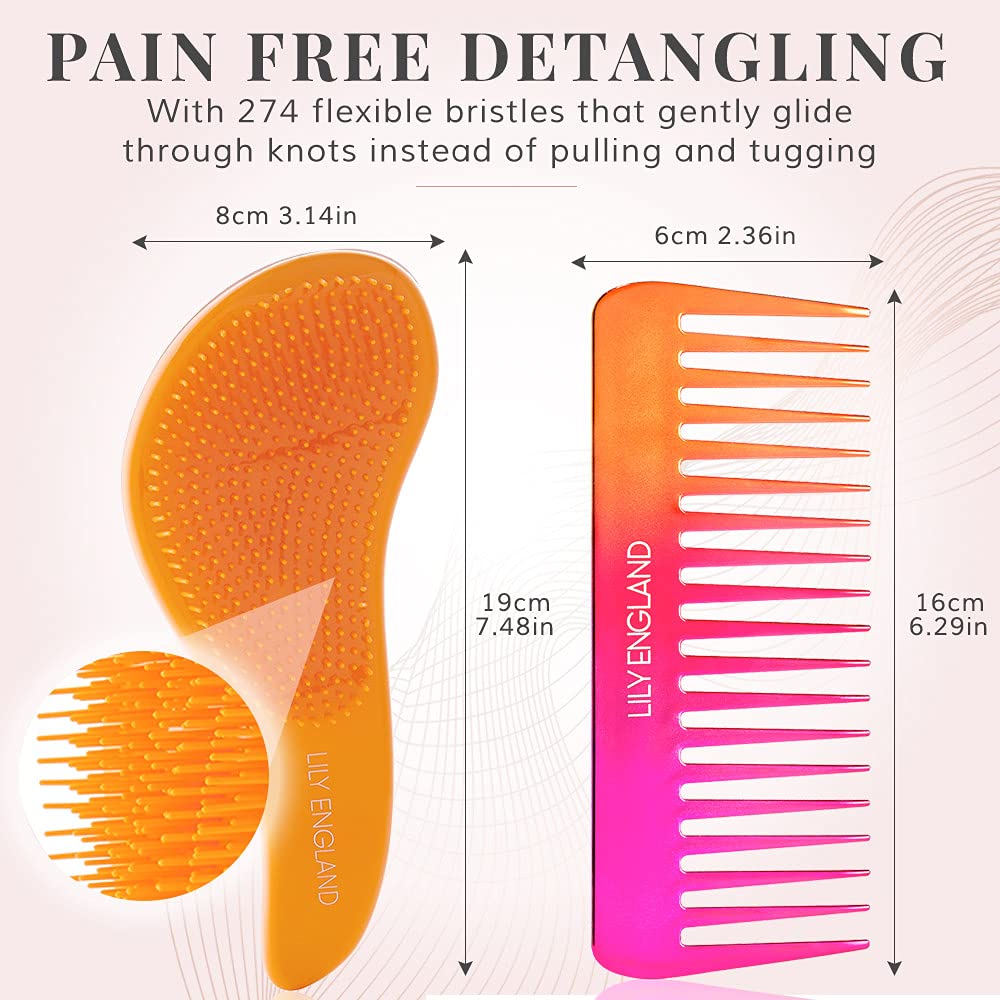 Detangler Brush and Comb Set Detangling Hairbrush for Women and Kids