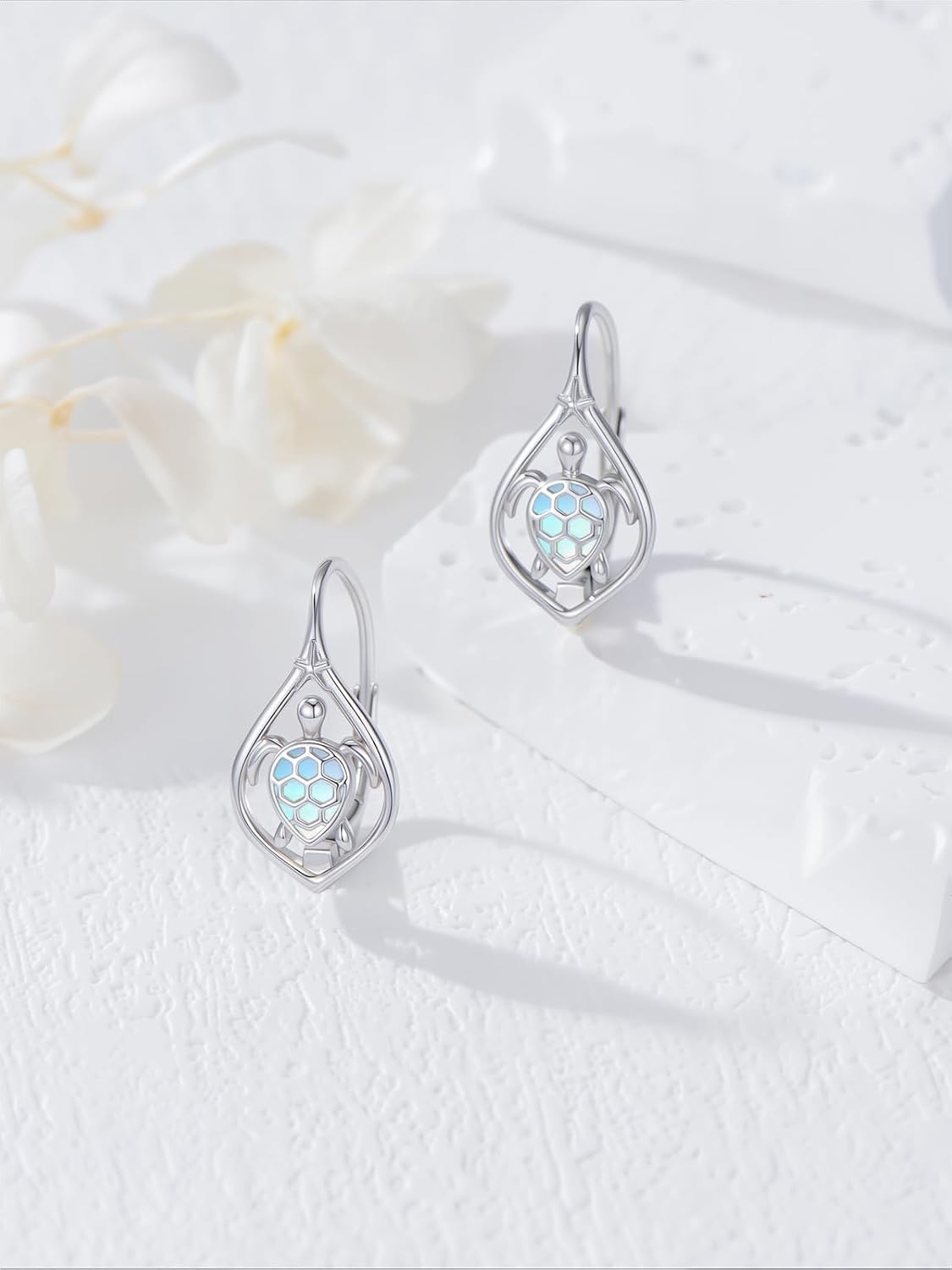 Dorunmo Sea Turtle/Lotus/Celtic Knot Earings 925 Sterling Silver Moonstone Leverback Earrings Jewelry Gifts for Women Mom - Image 2