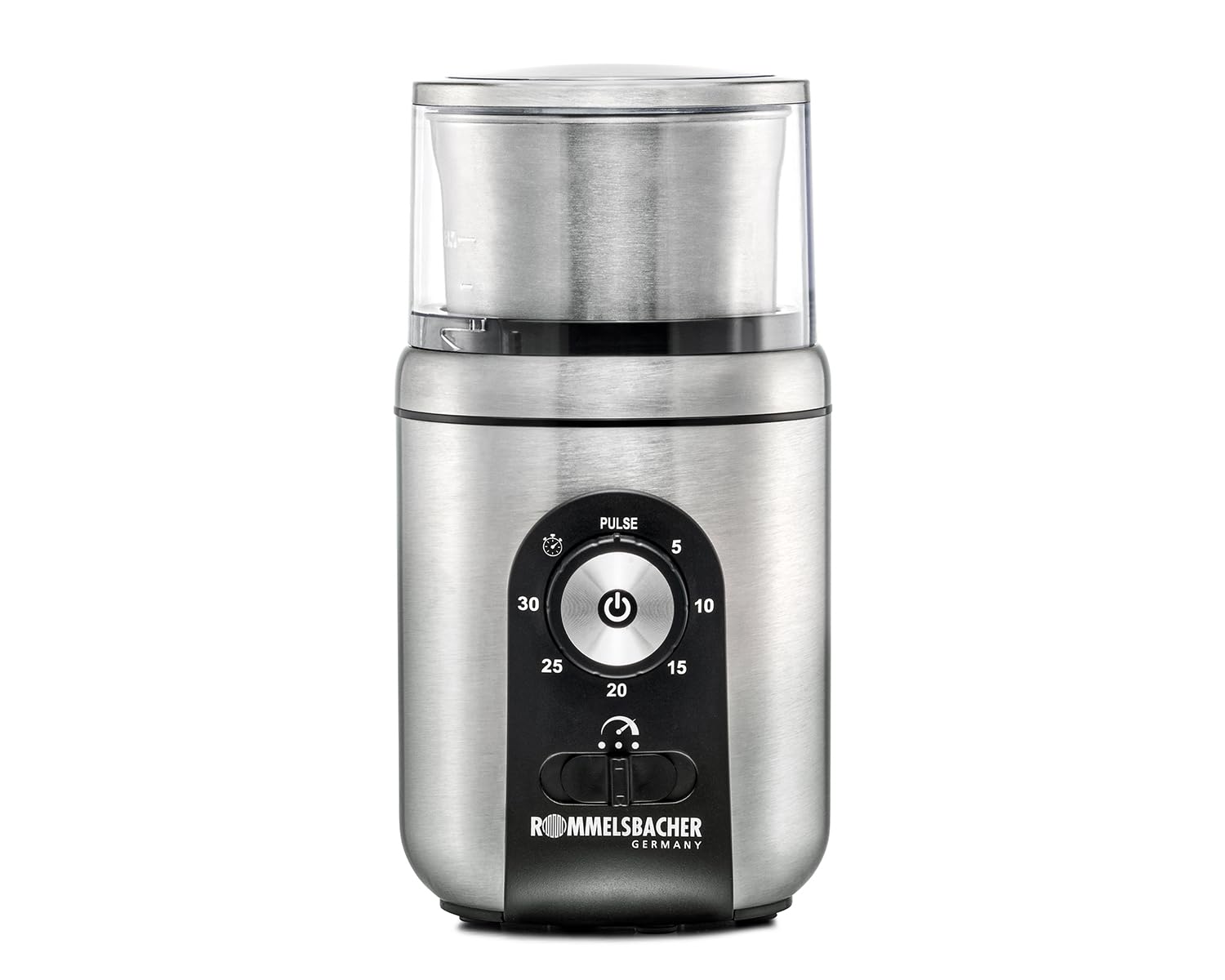 ROMMELSBACHER Gewürz- & Kaffeemühle EGK 250, 2 Edelstahlbehälter mit Schlagmesser & Spezialmesser, Füllmenge 70 g, Mahlgrad über Mahldauer wählbar, auch für Pesto, Gewürze, Nüsse, Zucker