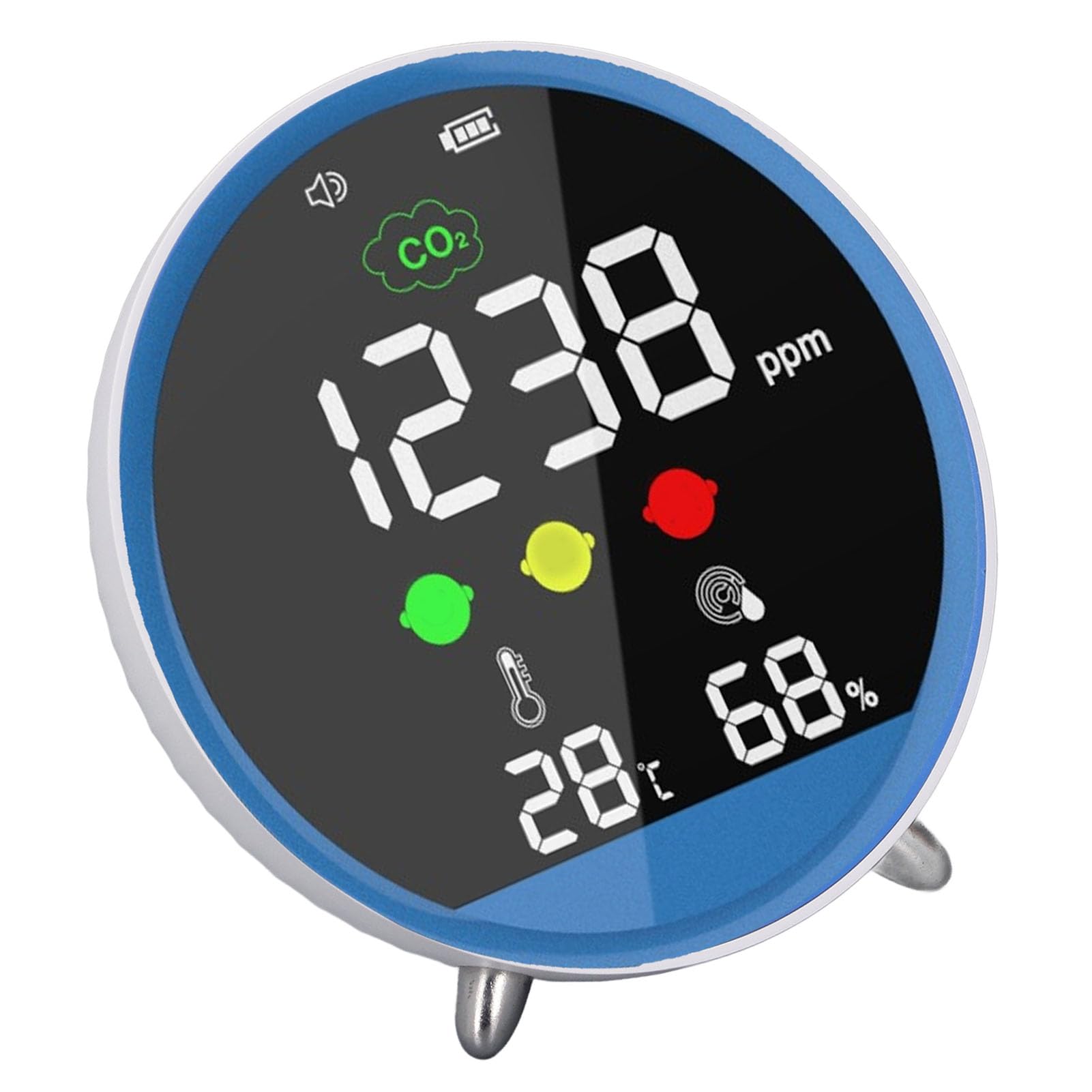 Detector de CO2, Probador de CO2 para Interiores de Alta Precisión, Pantalla de Temperatura y Humedad, Muestreo de 1,5 S, Portátil para el Hogar, Oficina, Aula, Viajes Al Aire