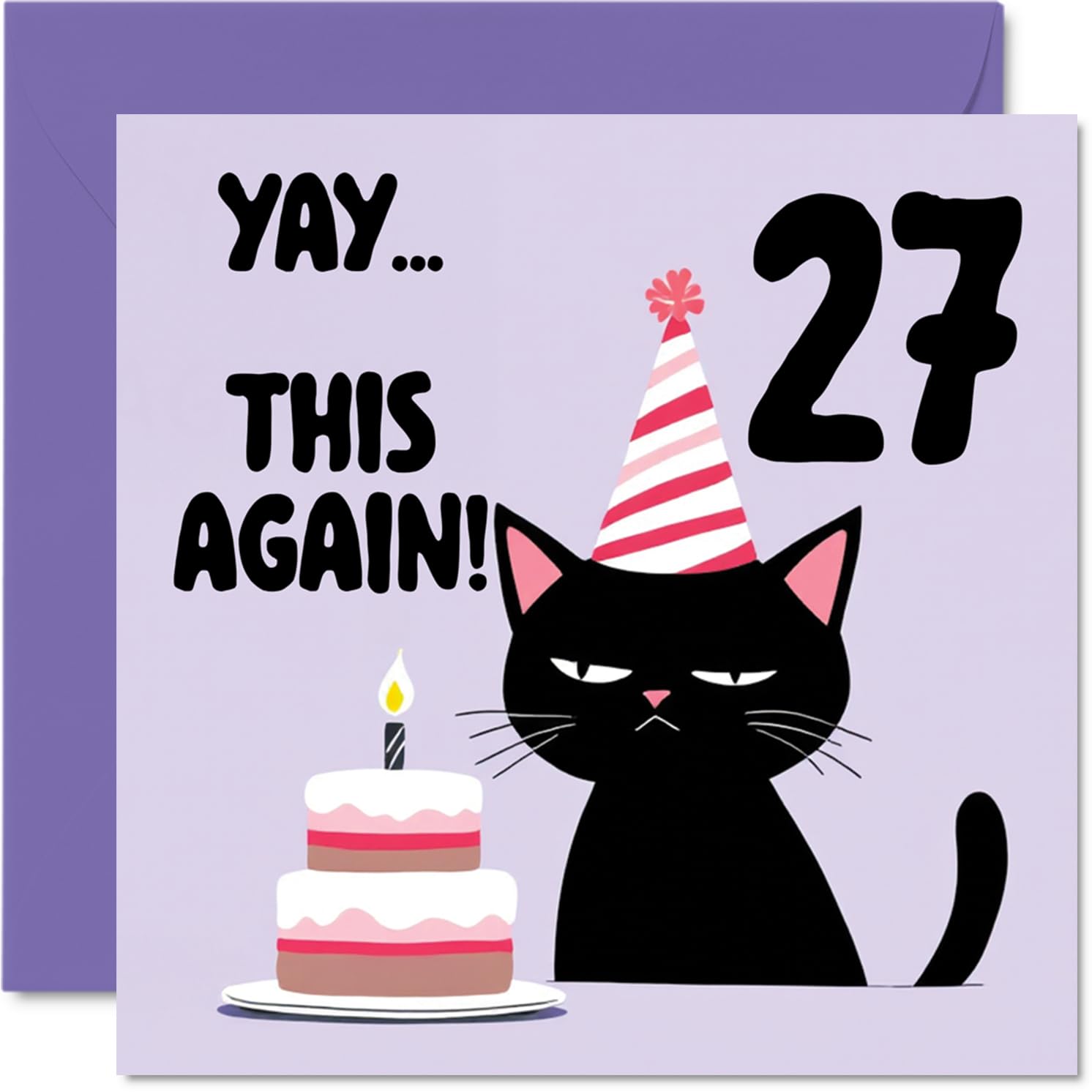 27th Birthday Cards for Men Women - Yay This Again! - Happy Birthday Card for 27 Year Old Man Woman Uncle Daughter Niece Auntie, 145mm Bday Greeting Cards