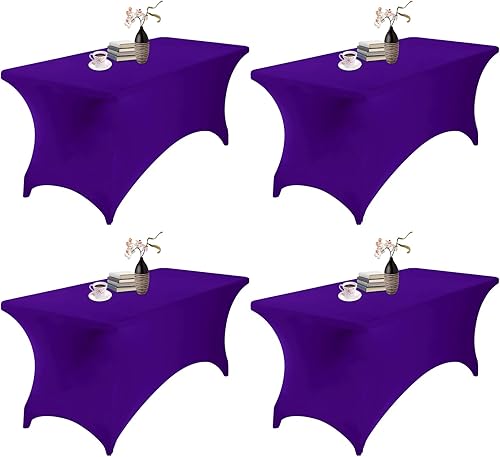 Miniatura 316 de Paquete de 2 manteles rectangulares impermeables de elastano, 6 pies, color negro, elástico, resistente a las manchas, para todas las estaciones