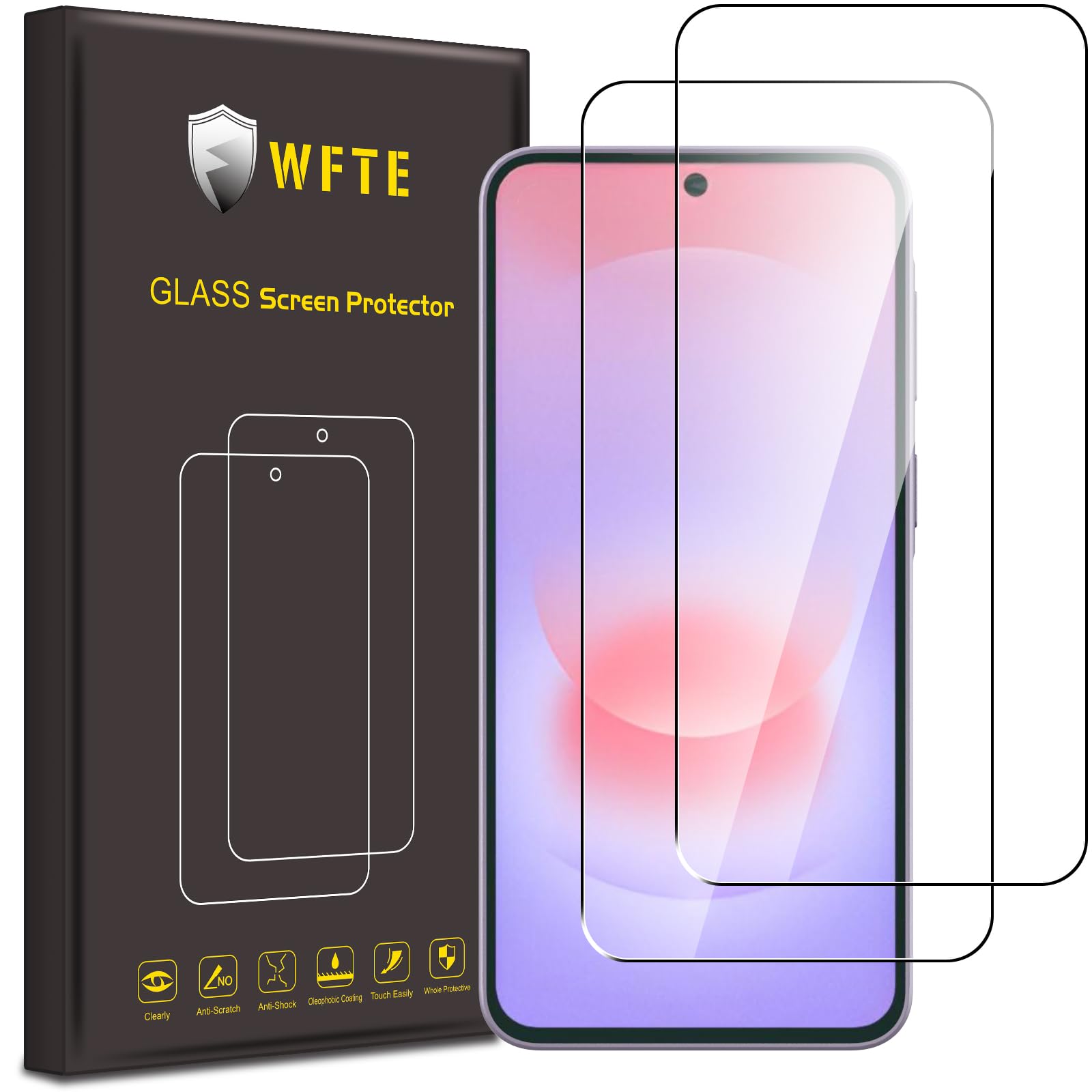 WFTE [2 Stück Schutzfolie für Samsung Galaxy A37 5G Panzerglas Glasfolie 9H Härte, Anti-Kratzen, Anti-Bläschen Displayschutzfolien Panzer Schutz Glas für Samsung A37