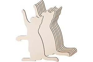Artistic Halloween Cutouts: 8 Pcs Unfinished Wooden Black Cat Ornaments for Spooky...
