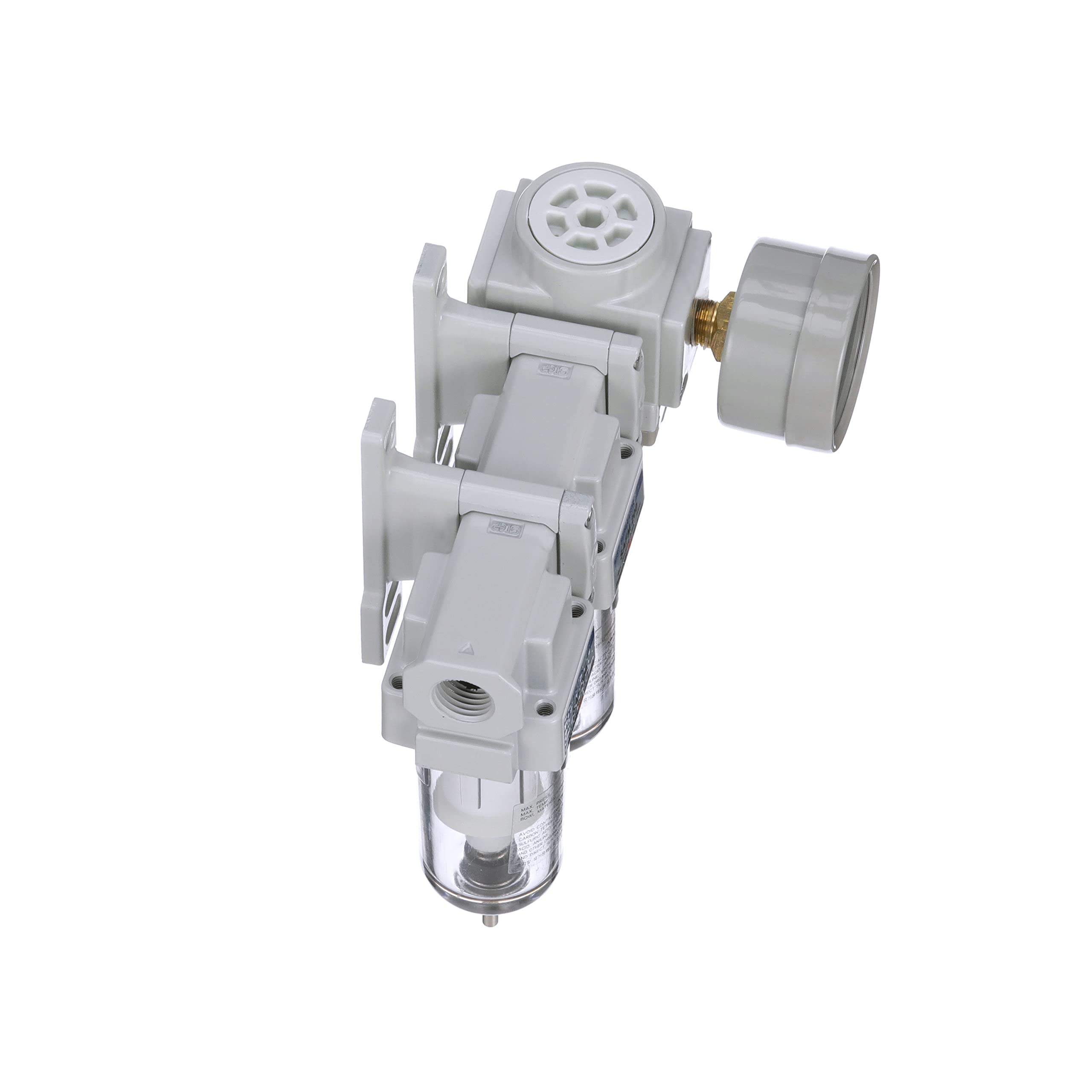 PneumaticPlus SAU230-N02G - Sistema di essiccazione dell'aria a tre fasi, 6,35 mm NPT, filtro dell'aria antiparticolato, filtro a coalescenza, combinazione di regolatore di pressione dell'aria, scocca