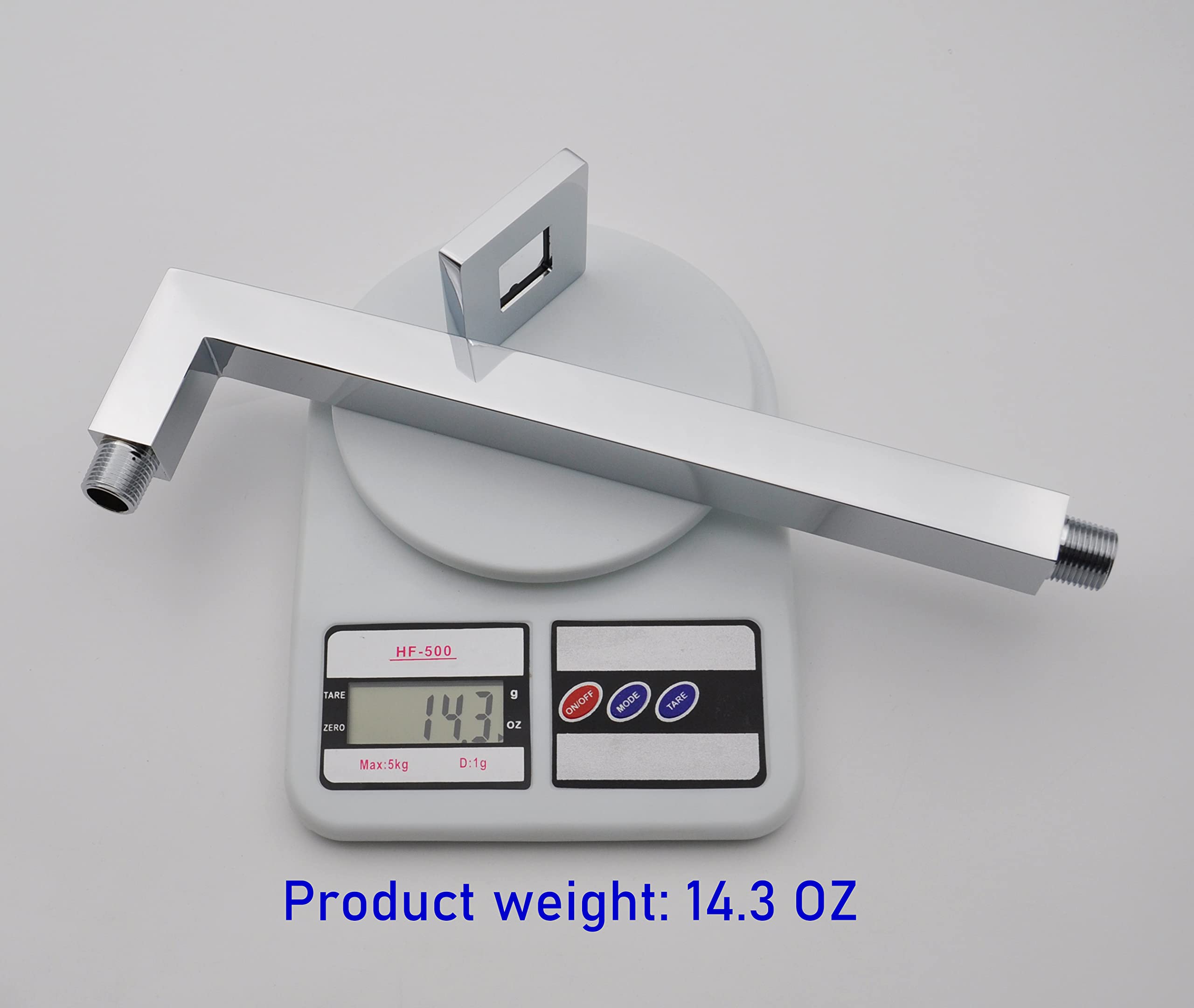 Aquaiaw Bras De Douche Et Bride à Joint Torique, 30,5 Cm, Laiton Massif, Rond, Chrome Poli, Deux Filetages Coniques 1/2 NPT, Bras De Douche Courbé, Bras D'extension De Pommeau De Douche Mural