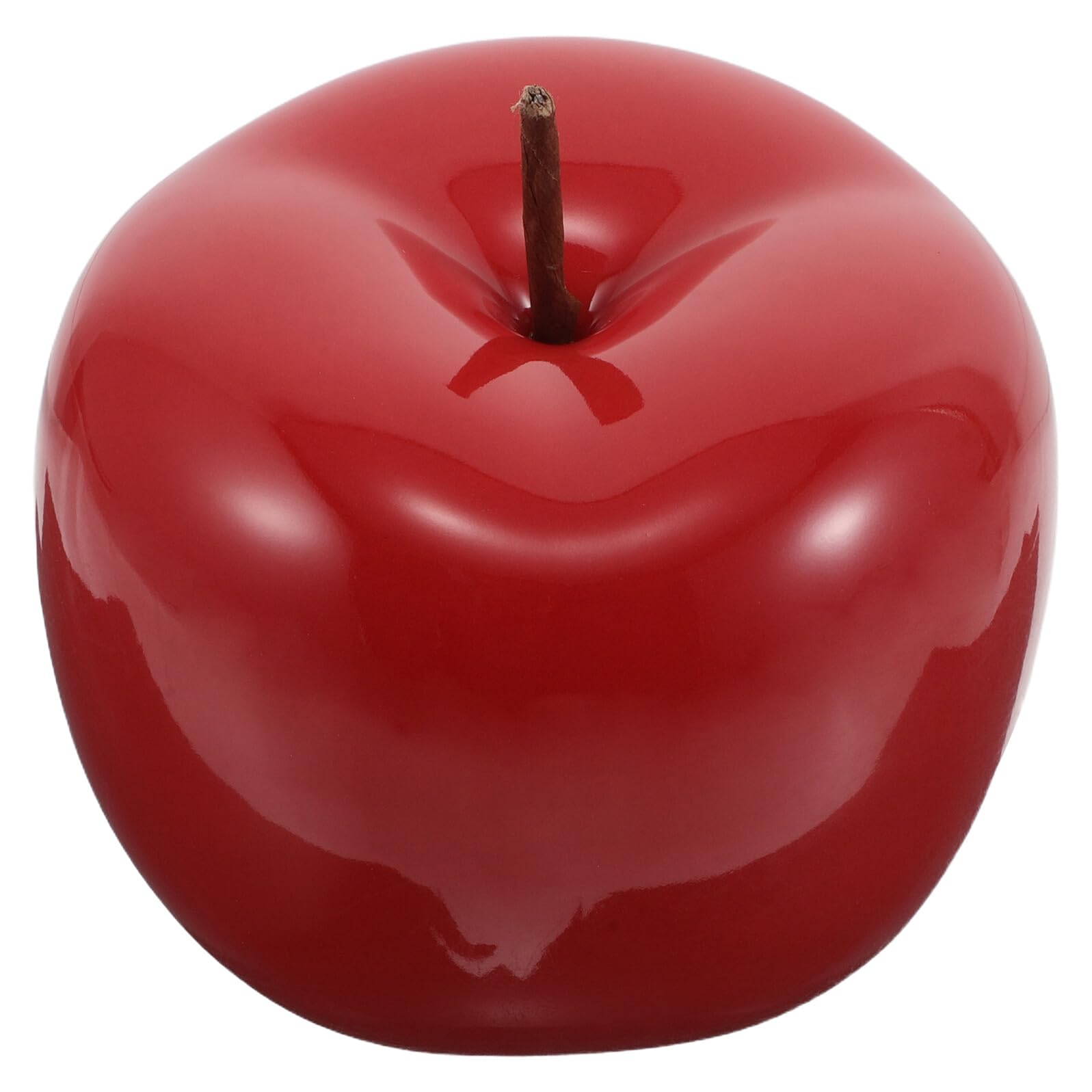 Figurine pomme céramique rouge lisse au design épuré pour une décoration intérieure raffinée