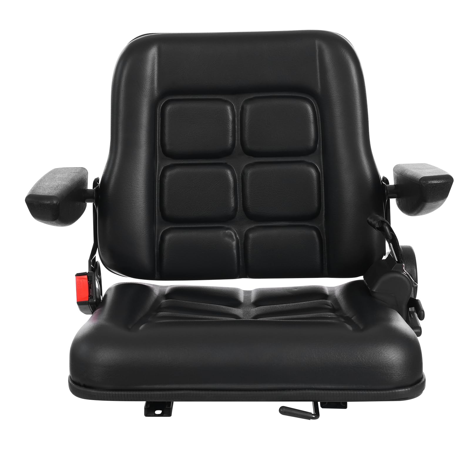 Seggiolino universale per carrello elevatore, sedile trattore con cintura di sicurezza, sedile regolabile in pelle di PVC, sedile del carrello elevatore fino a 100 kg, sedile