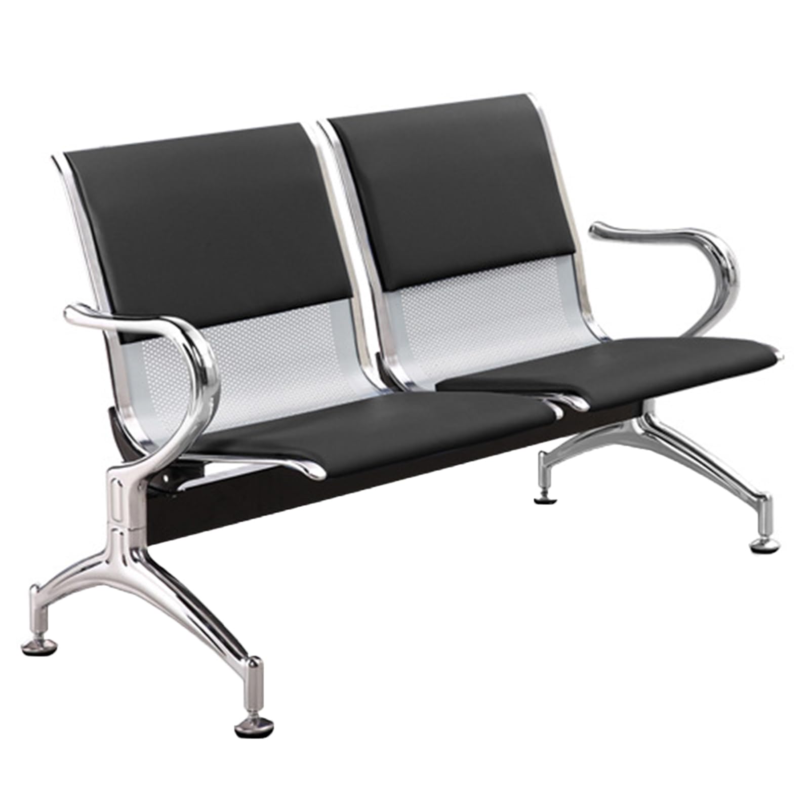 SnamicE Waiting Room Chairs Leather Airport Reception Chairs with Arms 2-3 Seat Office Guest Chair Waiting Room Bench for Office Airport Bank, Steel,2,Seat,2