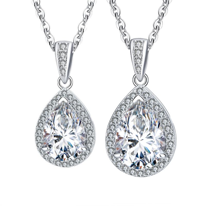 1-2ct Droplet Moissanite Pendant Necklace for Women Gift S925 Silver 7x10MM Laboratory Cultivated Diamond Jewelry