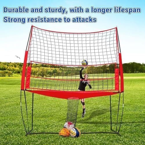Red de entrenamiento de voleibol, red de práctica ajustable para golpear, servir y ejercicios solos para entrenadores y atletas