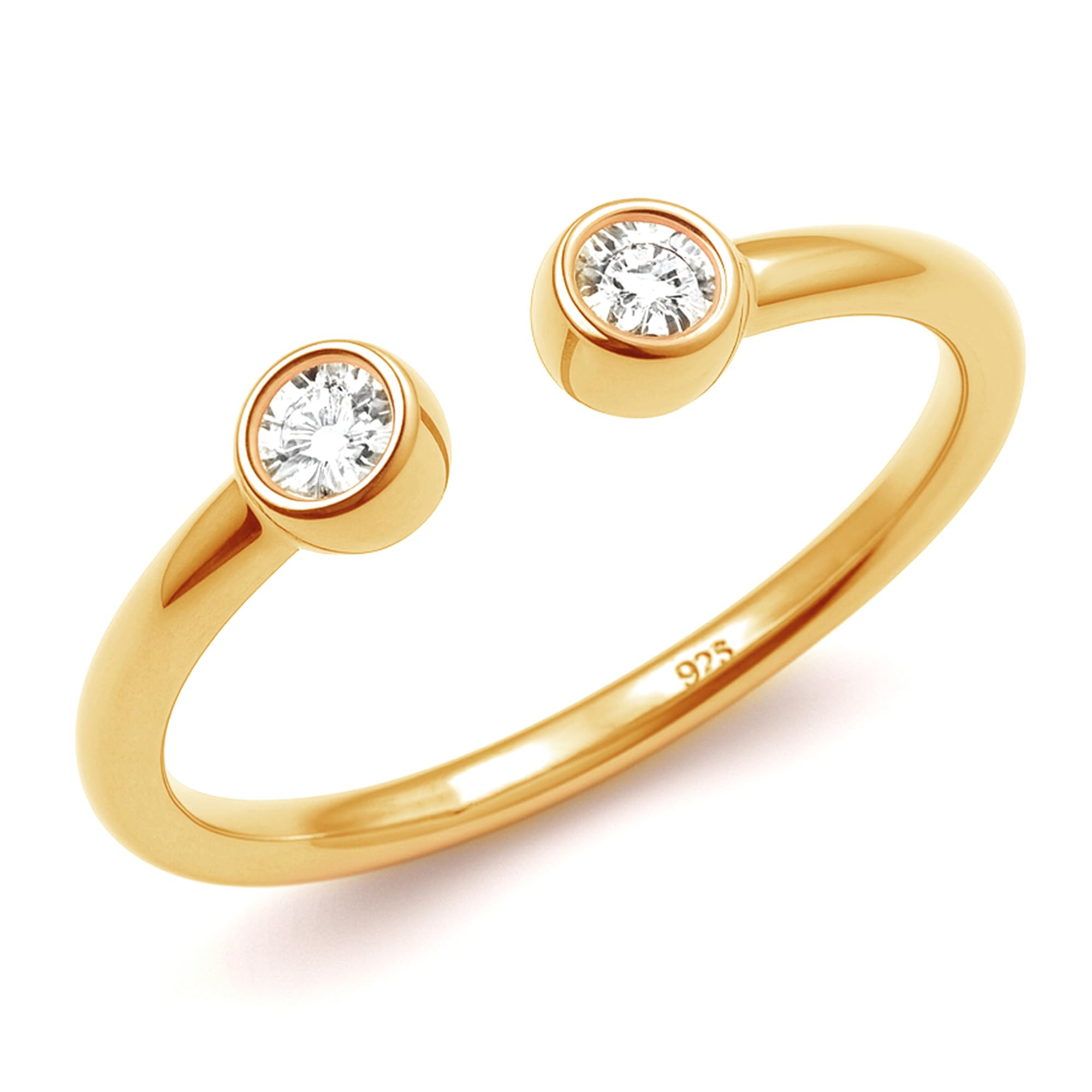 truesilver acpl LeCalla 925 Sterling Silver BIS Hallmarked Rings 14K Gold-Plated Infinite Elements Round Zirconia Adjustable Open Band Ring for Women (Ring Size - Indian-16, US-8 No.)-picture-33