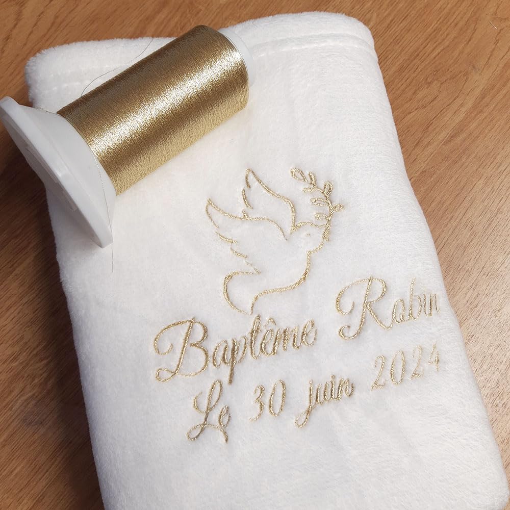 Couverture de Baptême Personnalisée avec Un Prénom Brodé, en Polaire Douce, 2 Dimensions 105x75 cm ou 140x95 cm, Cadeau Bébé, 100% Polyester
