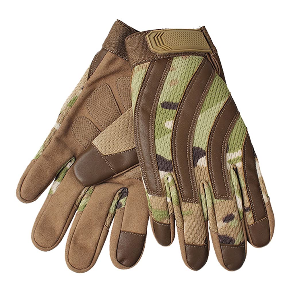 Outdoor Sports Motorcycle Cycling Gloves Airsoft Shooting Hunting Full Finger Camouflage Touch Screen Tactical Gloves - Light CP - L