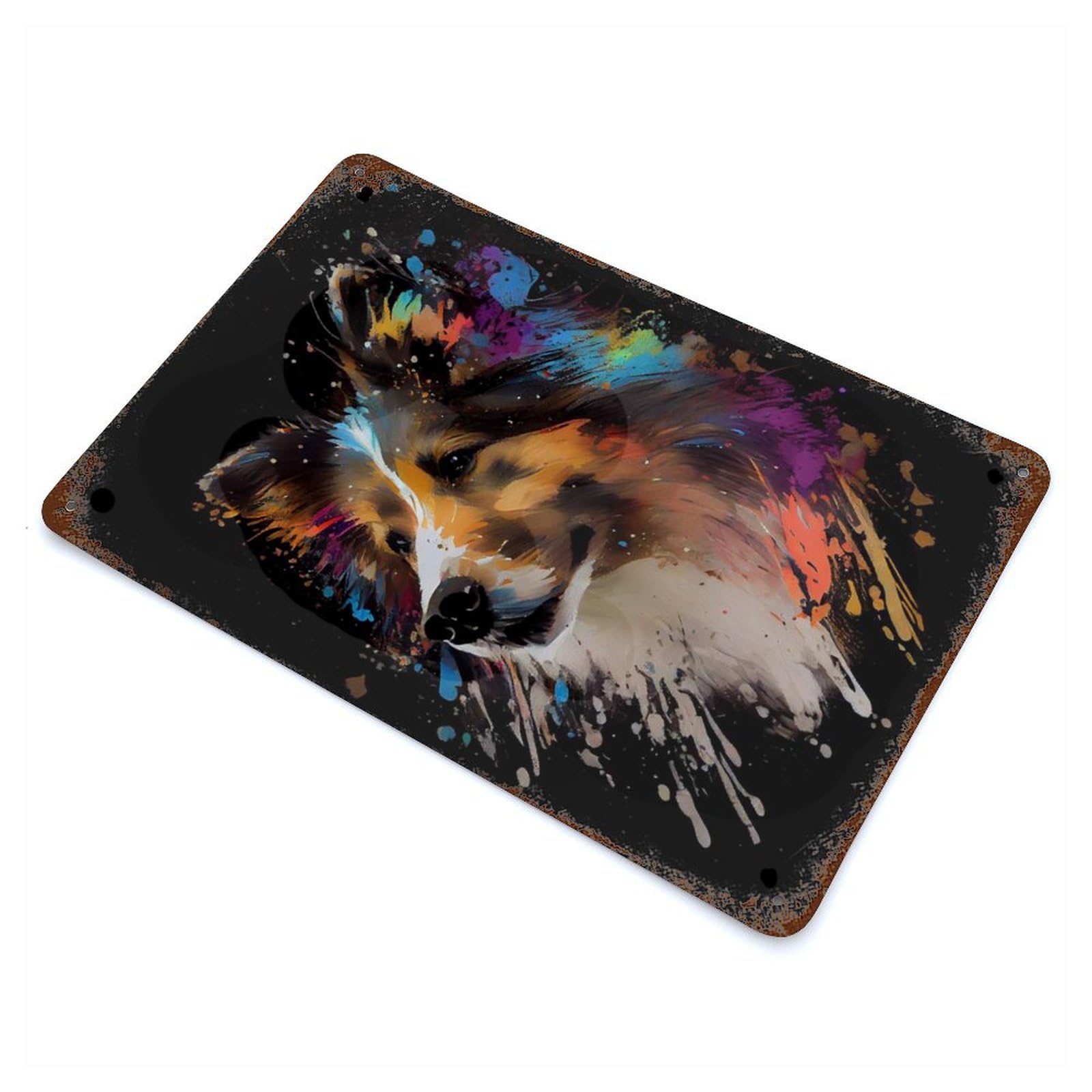 Retro Metal Sign Shetland Sheepdog Mini Col 11.8"x7.9", Retro Wall Decor for Living Room, Hallway And Home Decor